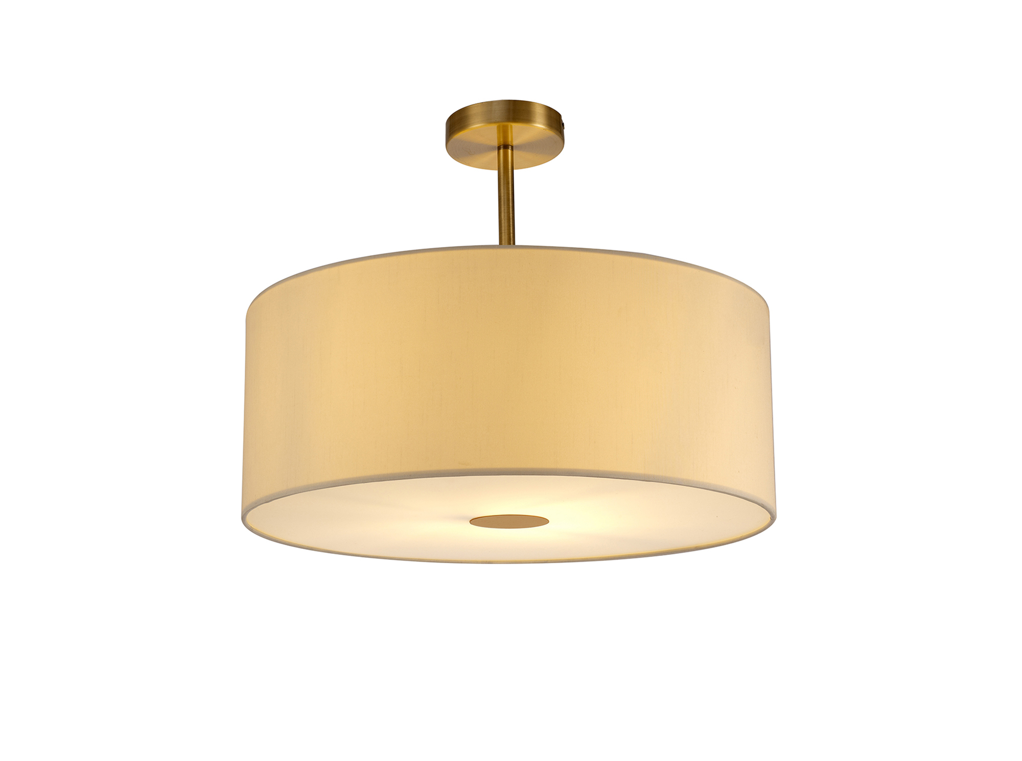 DK0183  Baymont 50cm Semi Flush 1 Light Antique Brass; Ivory Pearl; Frosted Diffuser